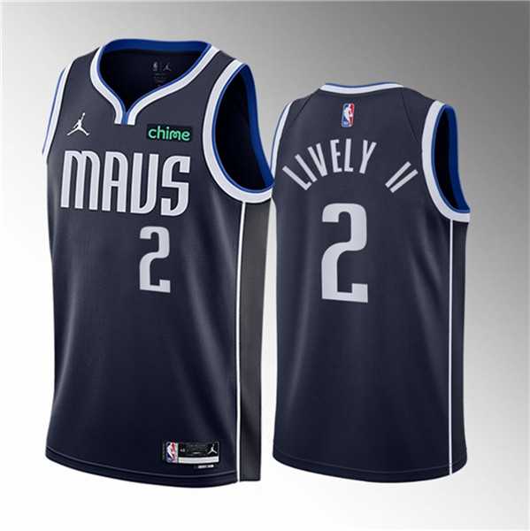 Mens Dallas Mavericks #2 Dereck Lively II Navy 2023 Draft Statement Edition Stitched Basketball Jersey